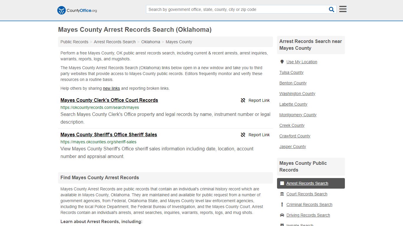 Arrest Records Search - Mayes County, OK (Arrests & Mugshots)